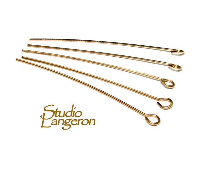 10 pcs 14K Yellow Gold Filled Eye Pins 24 Ga (0.5 mm) size 20, 35, 38, 45, 50, 75 mm, Jewelry making, Eye pins, Pin Gold Filled, Gold Filled