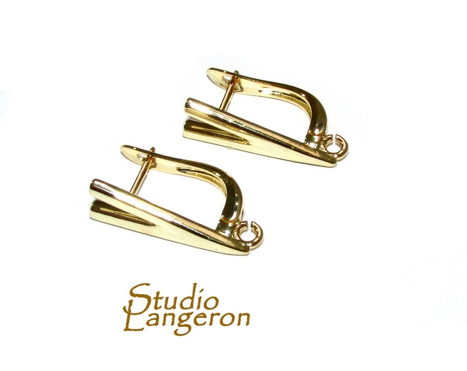 14K Yellow Gold Filled Lever-Back Ear Wire with Open Ring size 12x18 mm, Jewelry making, Lever Back earrings, Gold Filled - 1 pair (2 piece)