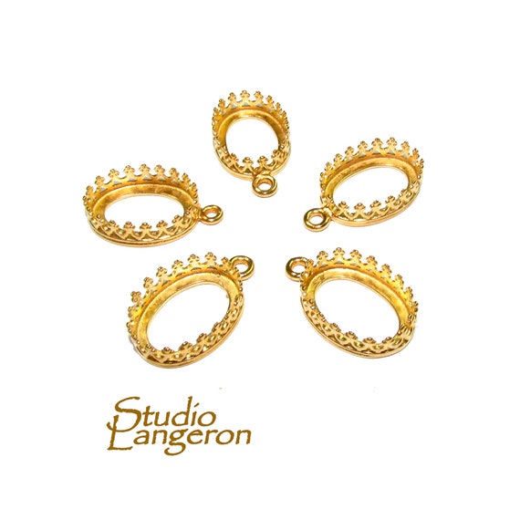 14K Yellow gold filled Oval Bezel Cup size 8x10 mm, Bezel cup, Setting,  Oval bezel cup, Jewelry making, Gold Filled, Pendant piece