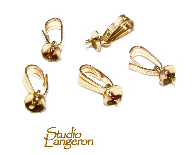 14K yellow gold filled snap-on bail and bead cap 3 mm, Jewelry making, Bail snap-on gold filled, Bail findings, Gold filled - 1 piece