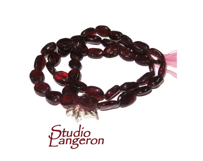 SALE!  Natural Garnet Gemstone oval Beads size 6x9mm 1 strand 35cm (14 inch) long, Natural Garnet, Jewelry making - 1 strand