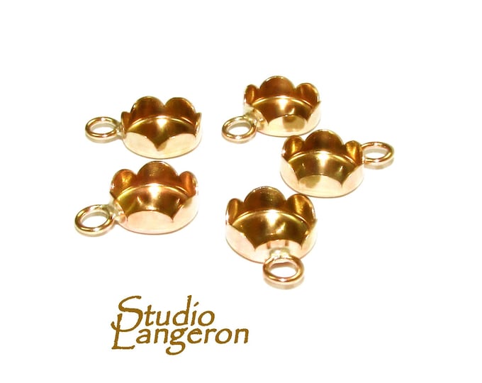 8 mm size 14K Yellow gold filled Flower Bezel Cup, Bezel cup, Setting, Gold Filled bezel cup, Jewelry making, Mounting - 1 piece