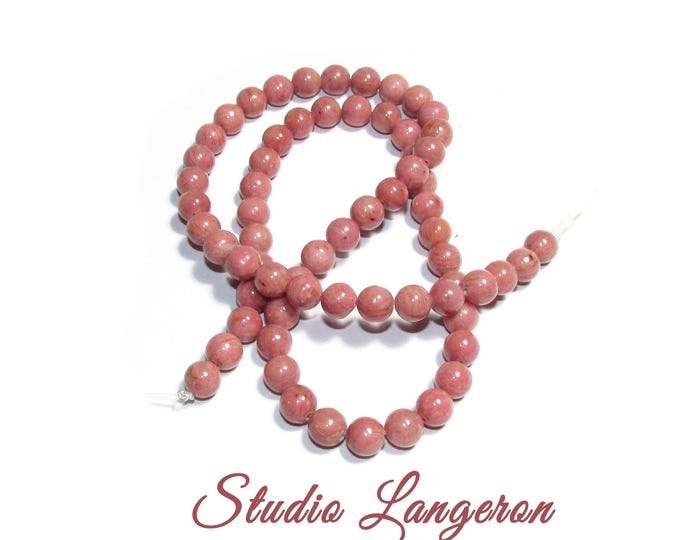 SALE!  Natural Rhodonite Gemstone round Beads 6mm 1 strand 40cm (16 inch) long, Natural Rhodonite, Jewelry making - 1 strand
