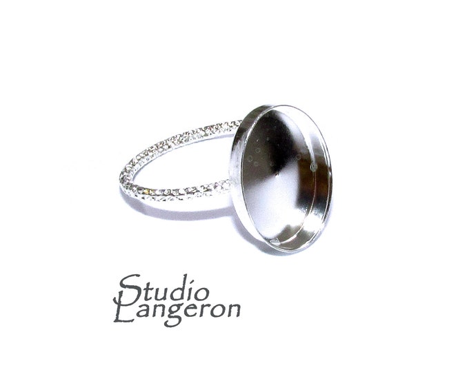 925 Sterling silver blank ring with bezel cup 10x14 mm size 4 - 11, Jewelry making, bezel cup, base ring, Mounting - 1 piece