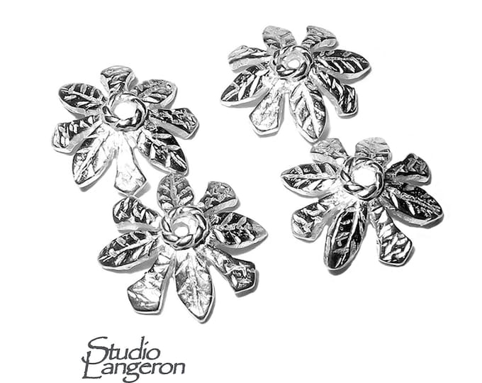 925 Sterling silver decorative shiny bead caps, bead cap, flower bead caps, silver bead cap, Jewelry making - 1 piece