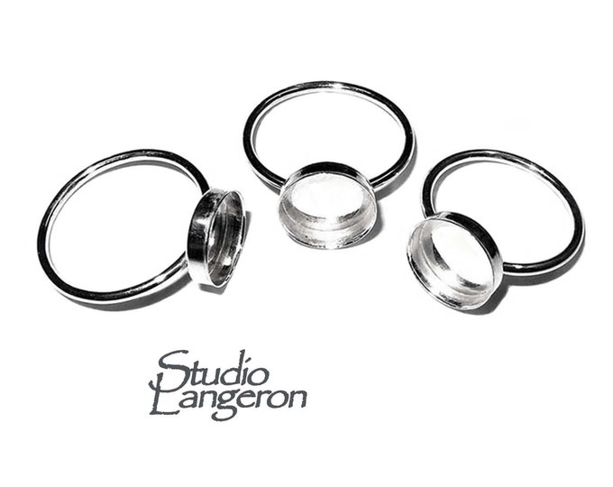 925 sterling silver blank ring with bezel cup 10 mm size 4, 5, 6, 7, 8, silver ring, bezel cup, base ring, Setting, Jewelry making - 1 piece