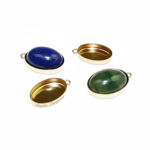 14 kt geelgouden gevulde ovale ring, cupmaat 4 x 6 - 18 x 25 mm, cup met ovale ring, sieraden maken, setting, gold filled cup met ring - 1 stuk