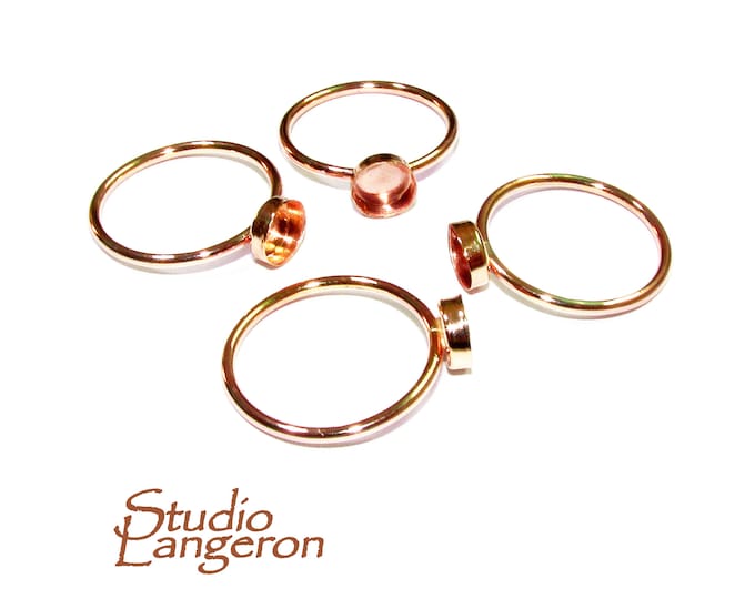 14K Rose gold filled blank ring with bezel cup 6 mm size 4, 5, 6, 7, 8, Base ring, Rose Gold filled ring, setting, jewelry making - 1 piece