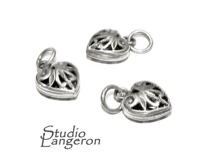 925 Sterling Silver Heart Pendant size 10x10 mm, Pendant, Valentine's Day, Silver Heart Pendant, Jewelry making, Large pendant - 1 piece