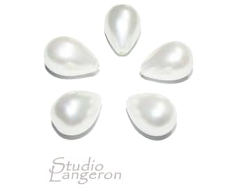 Natural Sea shell pearl Teardrop half drilled Beads size 11x7 mm, Natural shell pearl Matching Half Drilled Beads, Jewelry making - 1 piece