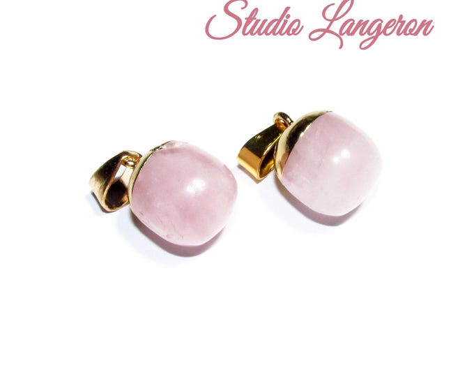 14K gold filled Natural Rose quartz Pendants Reiki with bail size 13x18mm, pendant Reiki, Jewelry making, Rose quartz, Pendant - 1 piece