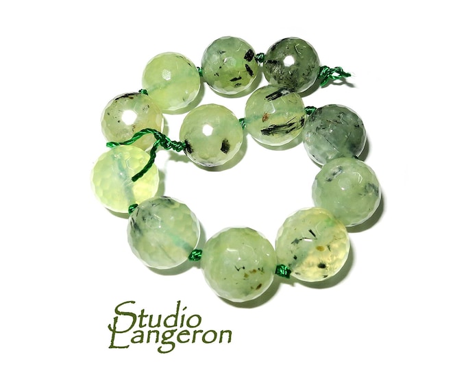 SALE!  Natural Rutile prehnite Gemstone Round Beads 12mm 1 strand 16cm (6 inch) long, Natural Rutile prehnite, Jewelry making - 1 strand