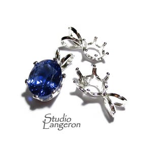 925 sterling silver blank pendant with oval 6-Prong Setting, pendant silver, Oval base pendant, Jewelry making, Prong setting - 1 piece