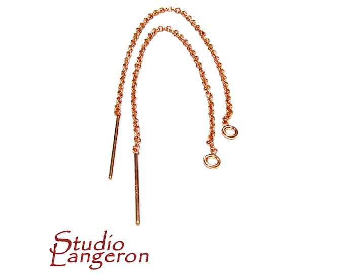 14/20 Rose Gold Filled Cable Chain Threader Earrings, Gold filled Earrings, 14K Gold filled, Jewelry making, Earrings - 1 pair (2 pieces)