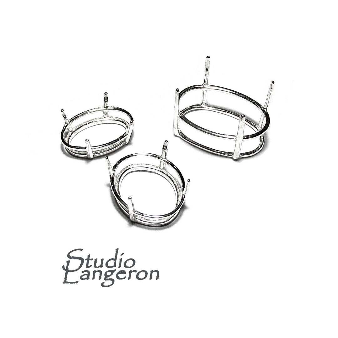 925 Sterling Silver Basket Oval Setting 4prong Size 13x18, 15x20