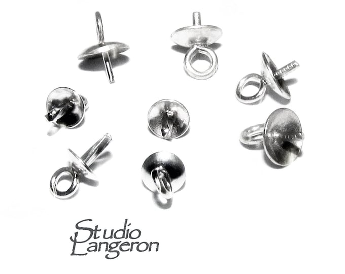 925 Sterling silver shiny bead caps with pin size 3, 4, 5, 6 mm, bead caps with pin, Jewelry making, sterling silver bead caps - 1 piece