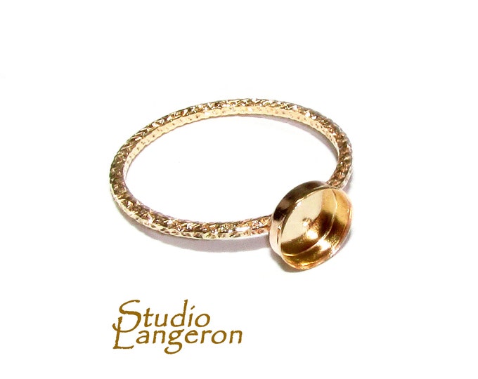 14K Yellow gold filled blank ring with bezel cup 6 mm size 4, 5, 6, 7, 8, 9, 10, Base ring, Gold filled ring, Jewelry making - 1 piece
