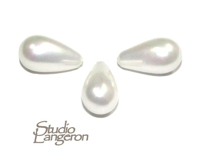 Natural Sea shell pearl Teardrop half drilled Beads size 15x8 mm, Natural shell pearl Matching Half Drilled Beads, Jewelry making - 1 piece