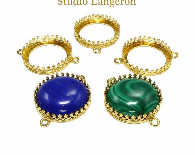 20 mm size 14K Yellow gold filled Round Bezel Cup with two rings, Bezel cup, Setting, Gold Filled bezel cup, Jewelry making - 1 piece