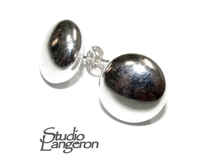 925 Sterling Silver Hollow Button Post Earrings size 11 mm, Jewelry making, Silver earring, earring button post - 1 pair (2 pieces)