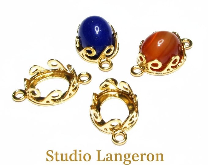 10x12 mm size 14K Yellow gold filled Oval Bezel Cup, Bezel cup, Setting, Gold Filled bezel cup, Jewelry making, Gold Filled - 1 piece