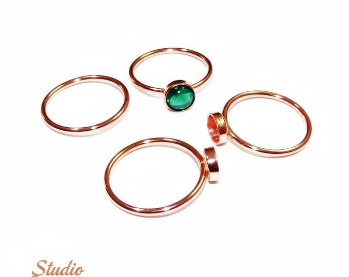 14K Rose solid gold blank ring with bezel cup 6 mm size 4 - 10, Base ring, Rose gold ring, bezel cup, Jewelry making, Setting - 1 piece