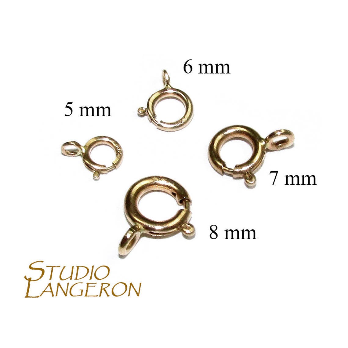 14K Solid yellow Gold Spring Ring Clasp sizes 5 6 7 8 mm Etsy