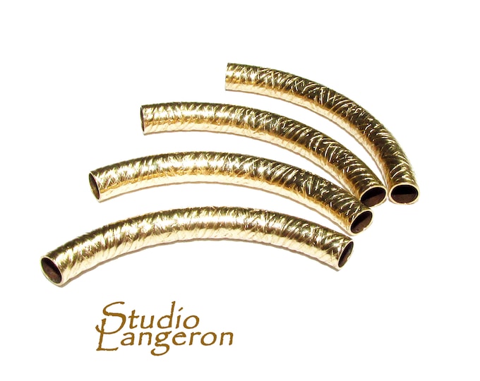 14K Gold Filled Pattern Curved Tube beads size 4x38 mm, tubes gold filled, tube, Jewelry making, tube bracelet, gold filled - 1 piece