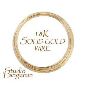 Fil d'or jaune massif 18 carats mi-dur épaisseur 28, 24, 22, 20, 18, 16 GA, fil d'or massif, or massif 18 carats, fabrication de bijoux - 4 pouces (10 cm)