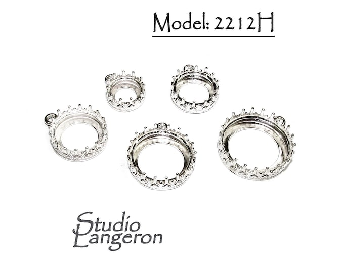 925 Sterling Silver Round Bezel Cups, model 2212H, size 8 - 16 mm, Round bezel cup, Jewelry making, Setting, Blank Pendant - 1 piece