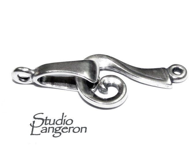 925 Sterling Silver Large Hook Eye Clasps, Silver clasp, Jewelry making, Hook eye clasp, Clasps, Sterling silver, 925 Silver clasp - 1 piece