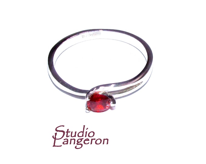Garnet ring 925 sterling silver size 6 1/2, handmade ring, single copy, sterling silver, Garnet, 925 silver ring, gemstone, red ring