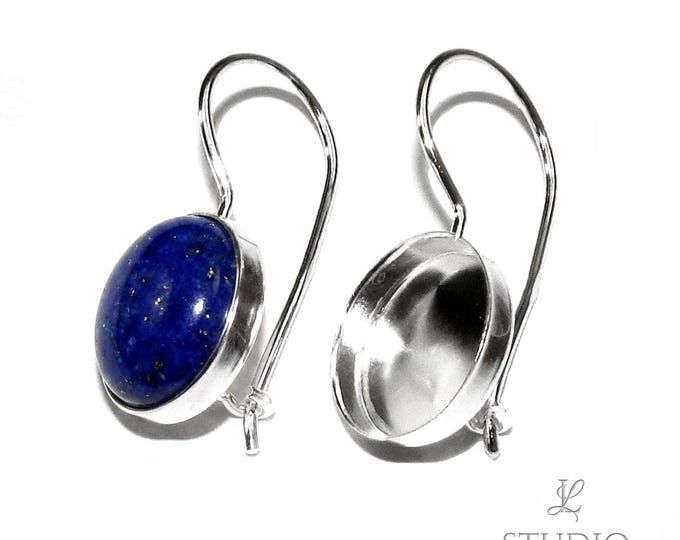 925 sterling silver blank earrings with bezel cup size 6.0 - 18.0mm, Jewelry making, Setting, bezel cup, base earrings - 1 pair (2 piece)