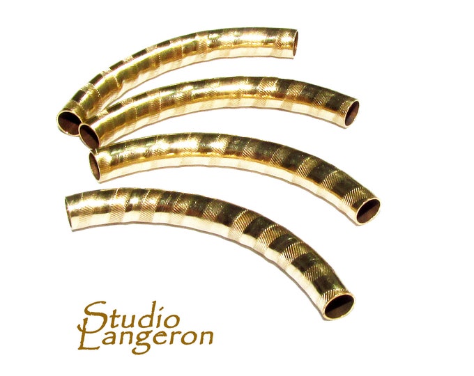 14K Gold Filled Pattern Curved Tube beads size 4 x38 mm, tubes gold filled, tube, Jewelry making, tube bracelet, gold filled - 1 piece