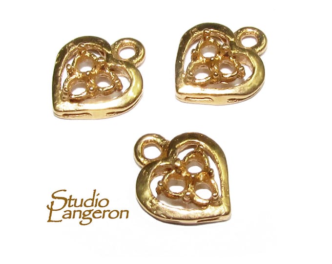 14K Gold Filled small heart with three casts 1.5 mm, Heart, pendant heart gold filled, Jewelry making, Heart Pendant, Gold filled - 1 piece