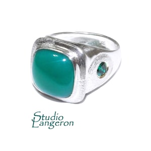 Statement chrysoprase ring 925 sterling silver size 8, Handmade ring, sterling silver ring, Chrysoprase, silver ring, green ring