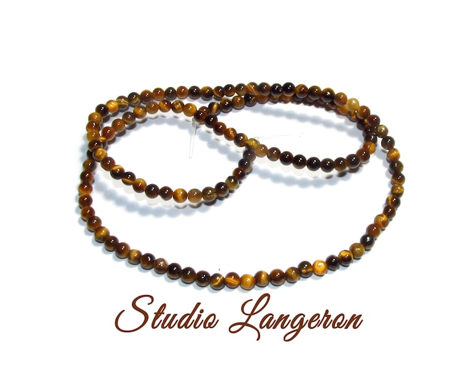 SALE!  Natural Tiger's eye Gemstone round Beads 3.5mm 1 strand 38cm (15 inch) long, Natural Tiger's eye, Jewelry making - 1 strand
