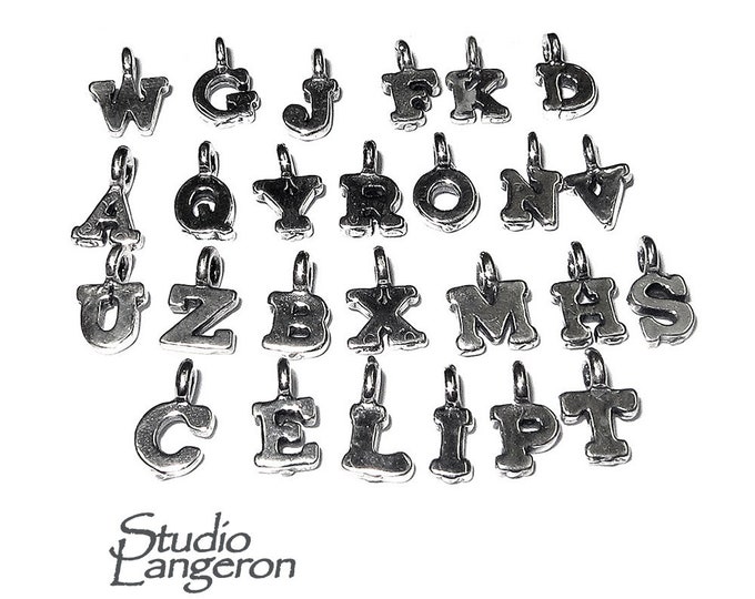 925 sterling silver pendants, pendants silver, letter necklace pendants, bracelets, monogram, letters, silver letters, 925 silver - 1 piece