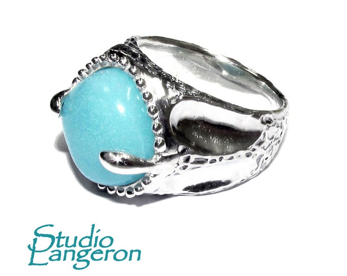 Amazonite ring 925 sterling silver size 6, Handmade ring, single copy, sterling silver, Amazonite, silver ring, gemstone, ring, Turquoise