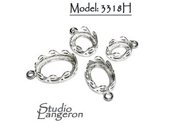 925 Sterling Silver Oval Bezel Cups size 8x10 - 13x18 mm, Setting, Silver bezel cup, Oval Bezel cup, Jewelry making, Pendant - 1 piece