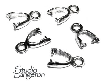 925 Sterling silver Small Pinch Pendant Bail with Ring, silver Bail, Bail finding, Jewelry makingr, bail for pendant - 1 piece