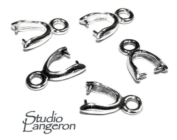 925 Sterling silver Small Pinch Pendant Bail with Ring, silver Bail, Bail finding, Jewelry makingr, bail for pendant - 1 piece