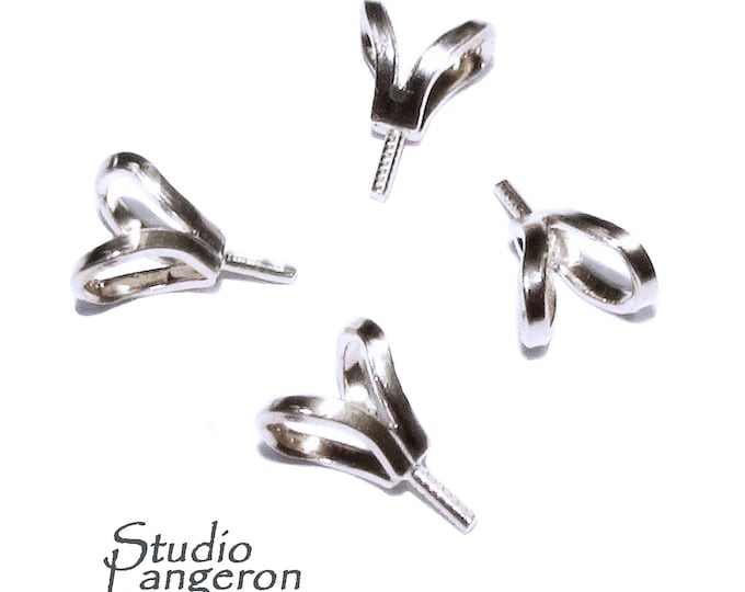 14K Solid white Gold Corrugated Pearl Pendant Mounting, Solid gold, Bail gold, White Gold, Solid gold bead caps, Jewelry making - 1 piece