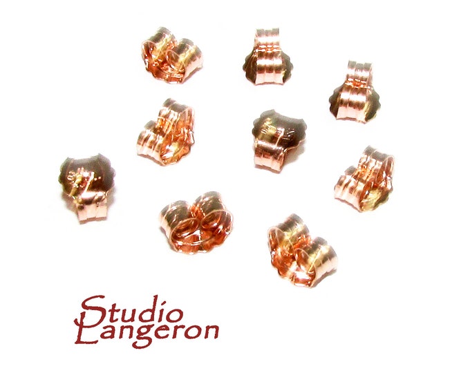 14K Rose Gold Filled small Friction Ear Nuts, Earring Backs, Earring components, Jewelry making, Rose gold filled - 1 pair (2 pieces)
