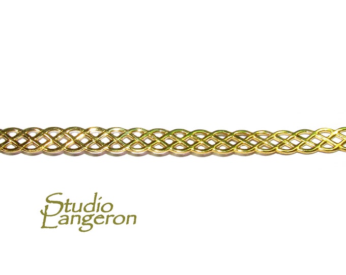 Natural Brass Gallery wire, Brass wire, Gallery pattern, Gallery ribbon, Wire, Jewelry making, Brass findings, Setting - 4 inch (10 cm)