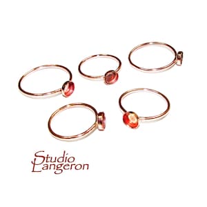 14K Rose solid gold blank ring with bezel cup 4 mm size 4 - 10, Base ring, Gold ring, bezel cup, Jewelry making, Setting - 1 piece