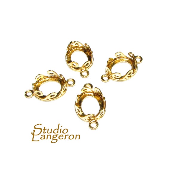 10x12 Mm Size 14K Yellow Gold Filled Oval Bezel Cup, Bezel Cup