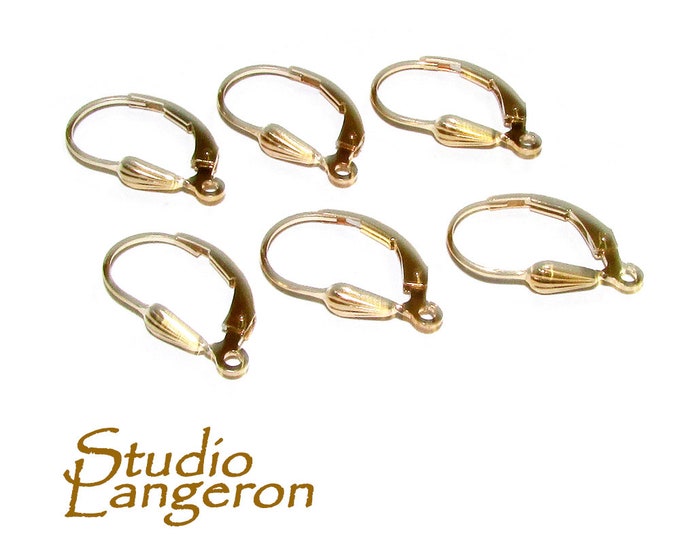 14K Yellow Gold Filled Teardrop Lever Back Ear Wire with Open Ring, Gold Filled, Earrings gold filled, Jewelry making - 1 pair (2 pieces)