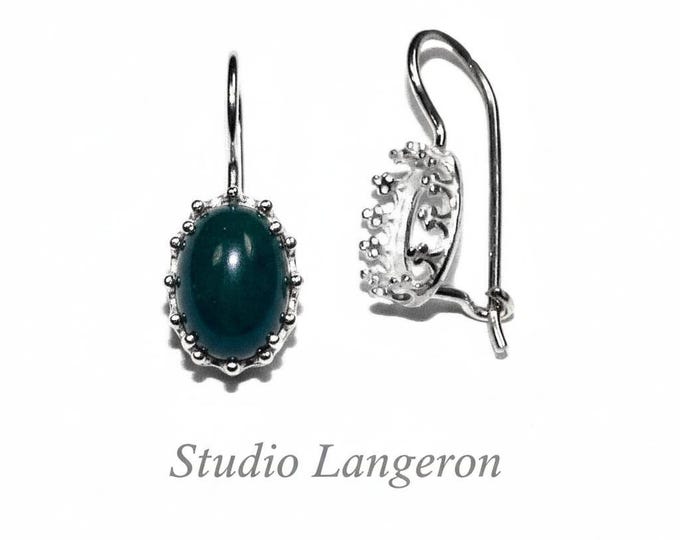 7x9 mm size 925 sterling silver blank earrings with oval bezel cup, Jewelry making, bezel cup, base earrings, Setting - 1 pair (2 piece)