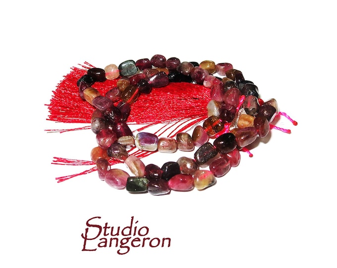 SALE!  Natural tourmaline Freeform Beads 5x7mm 1 strand 41cm (16 inch) long, Natural tourmaline, Jewelry making - 1 strand
